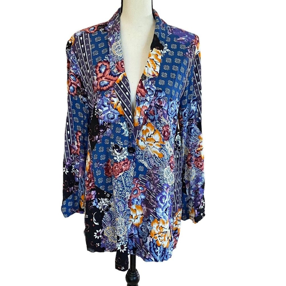 Jaase Women’s Multicolor Boho Patchwork Rayon Jac… - image 1